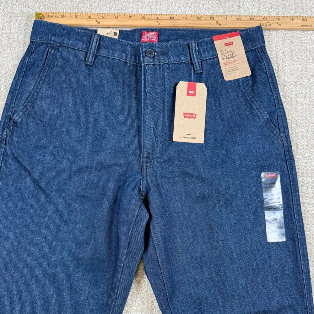 NEW Levi's Mens 33x32 XX Chino Relaxed Straight Lightweight Blue Denim Pants